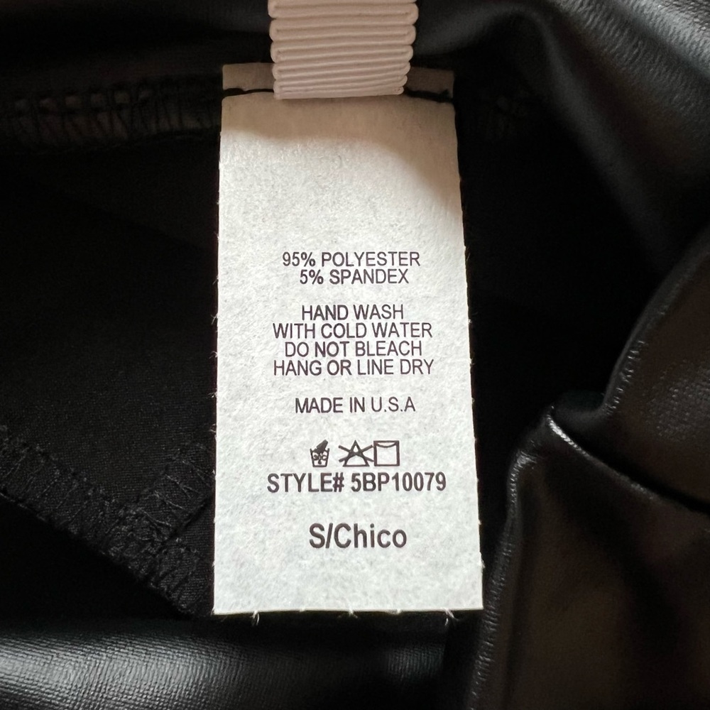 SMALL Black Faux Leather High Waisted Leggings - Picture 8 of 10